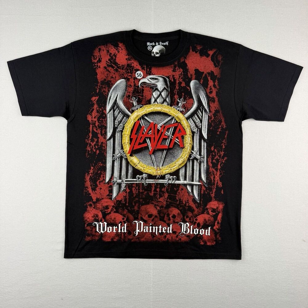 NWOT Rock & Death Slayer AOP XL Black Embroidered T-Shirt All Over Print